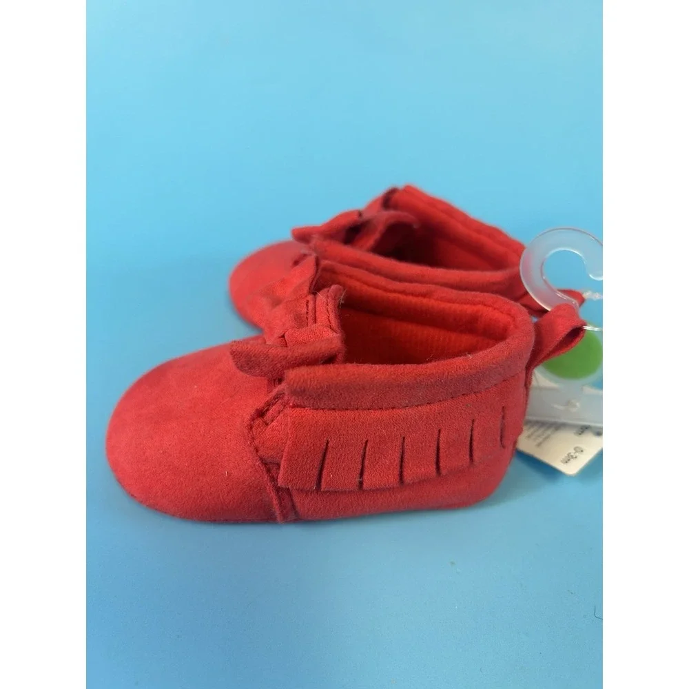 NEW Carters 0-3 mos red moccasins with fringe.